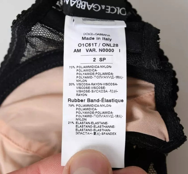 Dolce & Gabbana Black Floral Lace Balconcino Bra