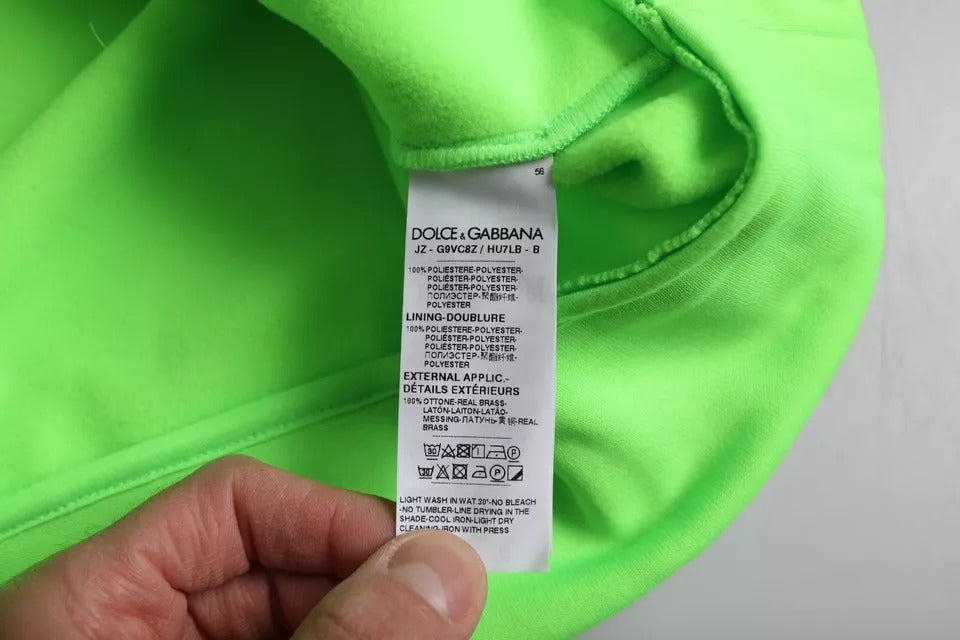 Sweat à capuche pull-over Dolce &amp; Gabbana vert avec logo