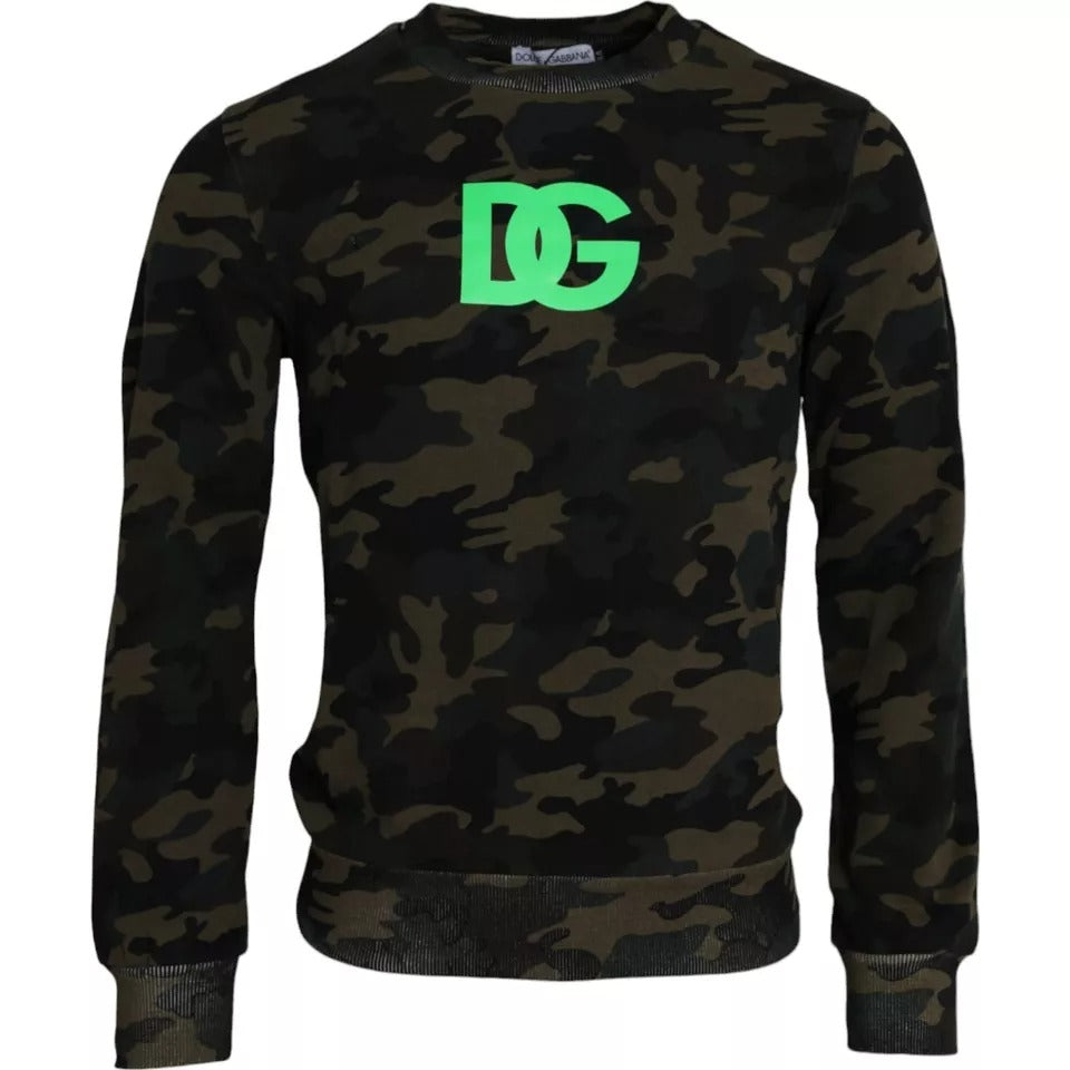 Pull en jersey à col rond noir à motif camouflage de Dolce &amp; Gabbana