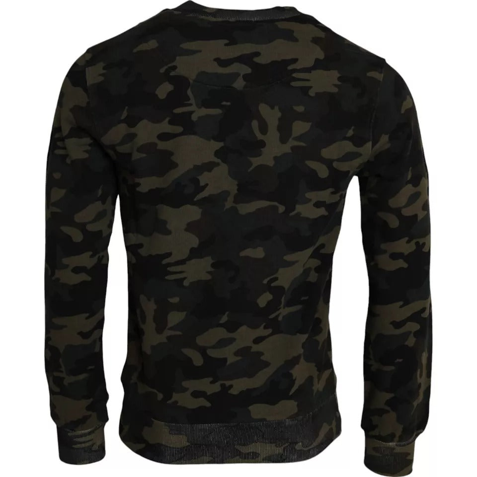 Pull en jersey à col rond noir à motif camouflage de Dolce &amp; Gabbana