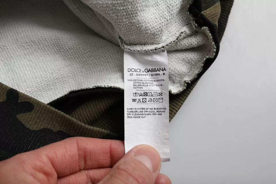 Pull en jersey à col rond noir à motif camouflage de Dolce &amp; Gabbana