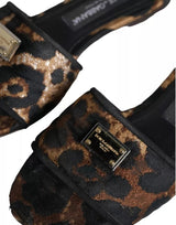 Dolce & Gabbana Sandales Plates en Léopard Marron