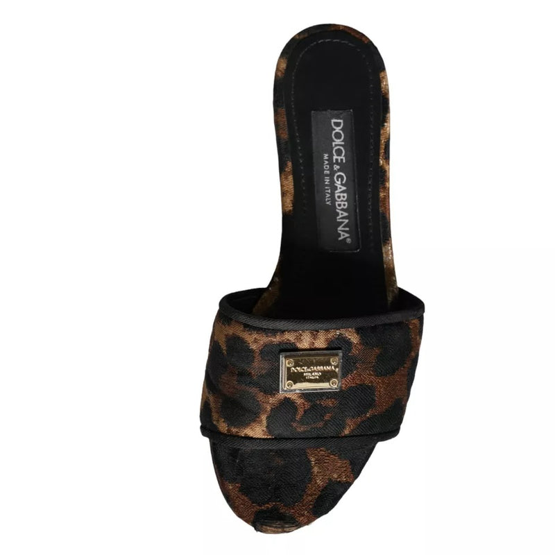 Dolce & Gabbana Sandales Plates en Léopard Marron