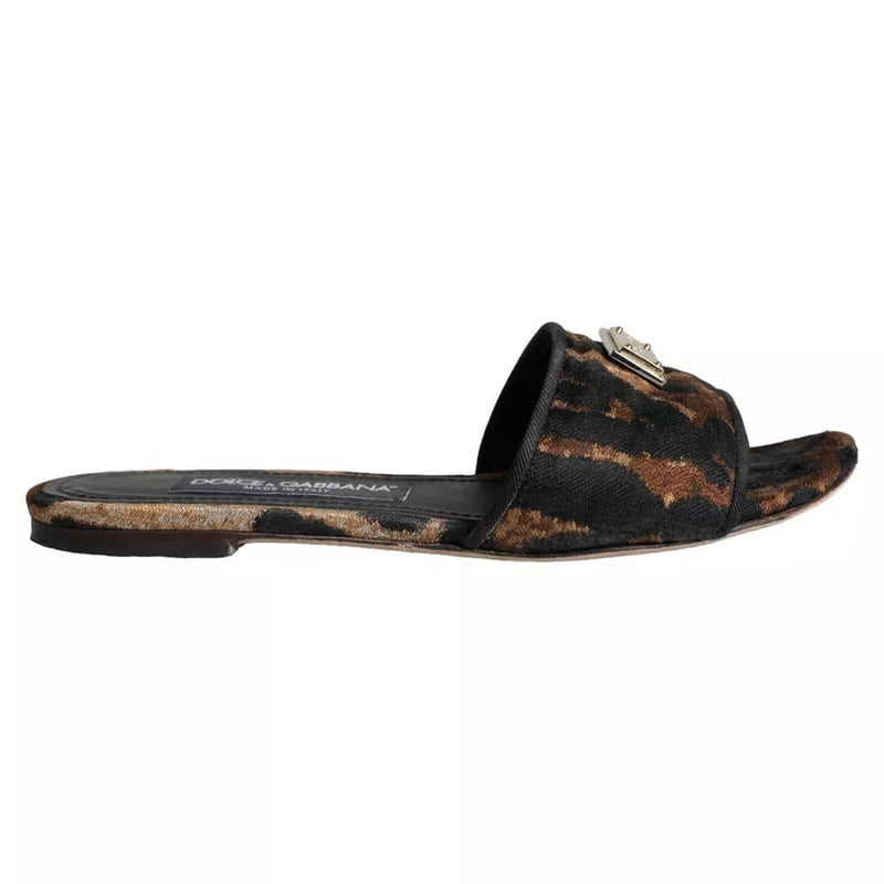 Dolce & Gabbana Sandales Plates en Léopard Marron