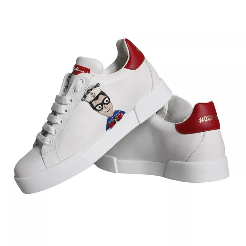 Dolce & Gabbana White Patch Calfskin Nappa Portofino Sneakers