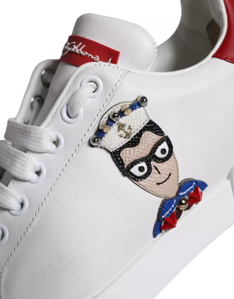 Dolce & Gabbana White Patch Calfskin Nappa Portofino Sneakers
