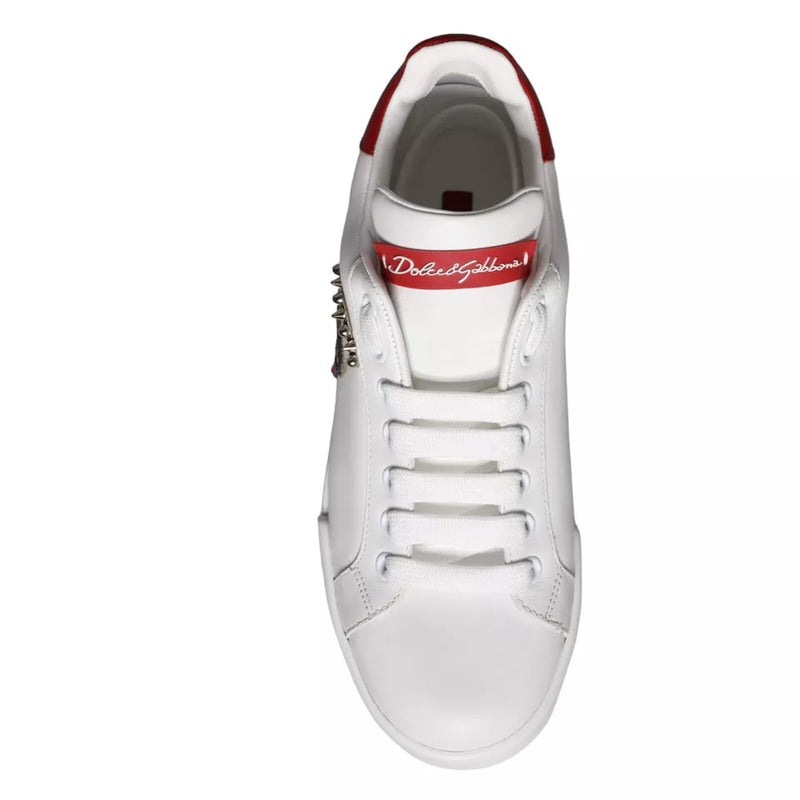 Dolce & Gabbana White Patch Calfskin Nappa Portofino Sneakers
