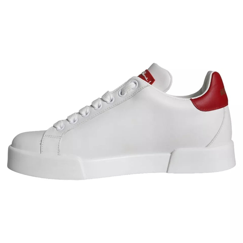 Dolce & Gabbana White Patch Calfskin Nappa Portofino Sneakers