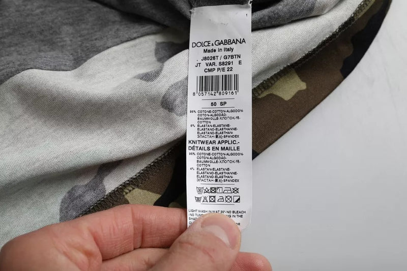 Dolce &amp; Gabbana T-shirt voor heren met ronde hals, gemaakt van katoen, in camouflageprint in meerdere kleuren.