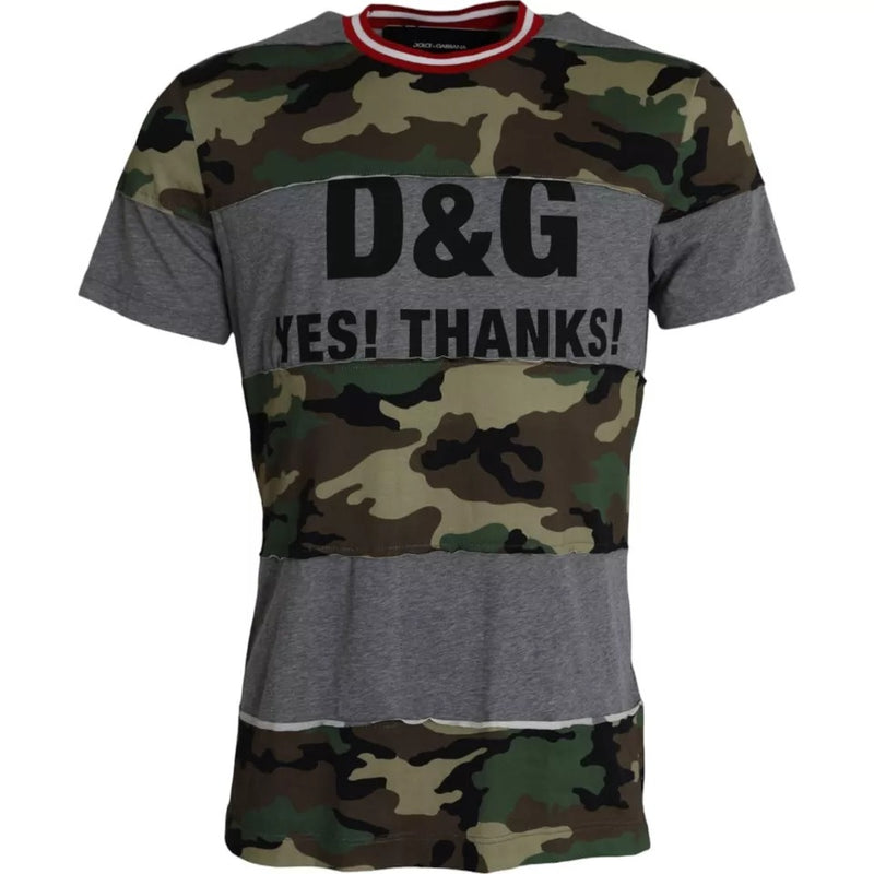 Dolce &amp; Gabbana T-shirt voor heren met ronde hals, gemaakt van katoen, in camouflageprint in meerdere kleuren.