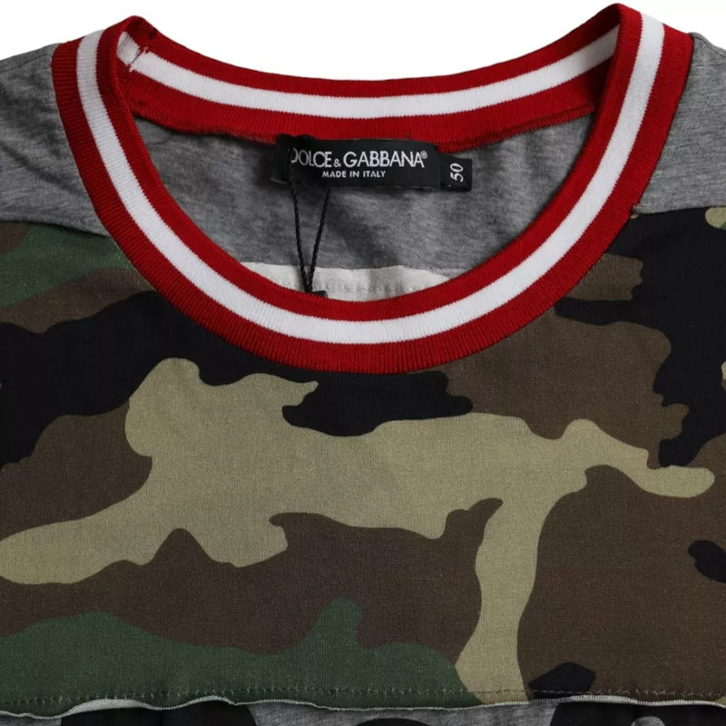 Dolce &amp; Gabbana T-shirt voor heren met ronde hals, gemaakt van katoen, in camouflageprint in meerdere kleuren.