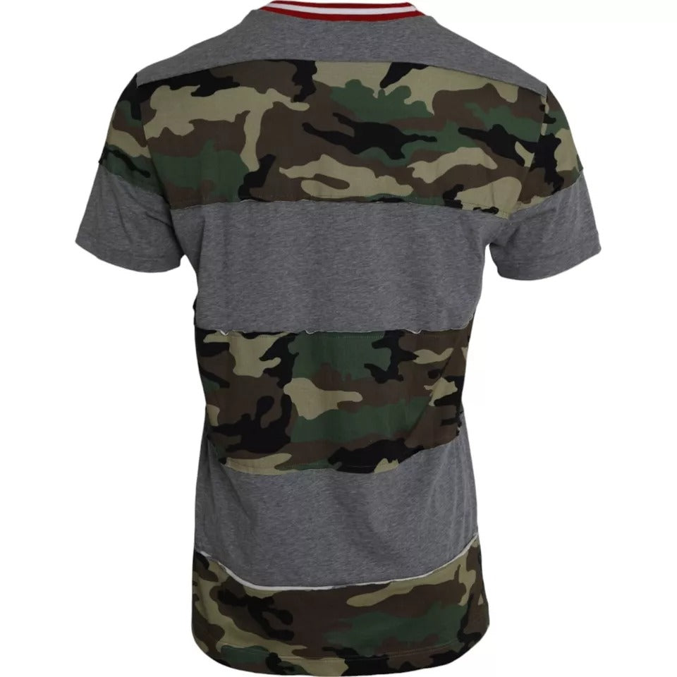 T-shirt homme en coton à col rond, multicolore, camouflage, Dolce &amp; Gabbana