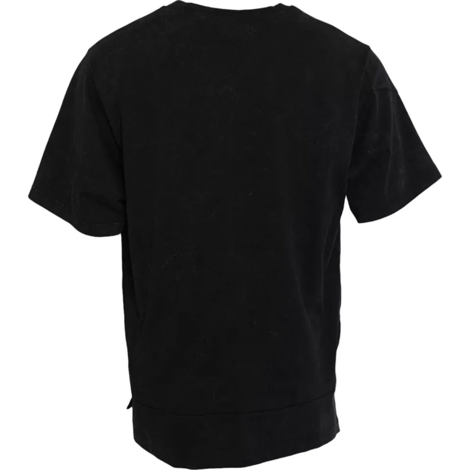 T-shirt en coton à col rond noir avec imprimé graphique de Dolce &amp; Gabbana