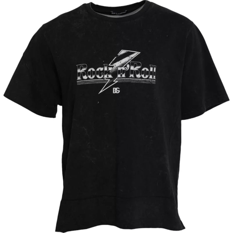 Dolce &amp; Gabbana wit katoenen T-shirt met ronde hals en zwarte grafische print