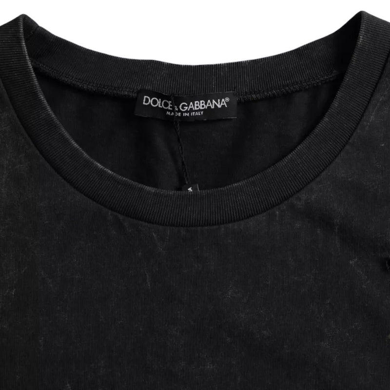 Dolce &amp; Gabbana wit katoenen T-shirt met ronde hals en zwarte grafische print