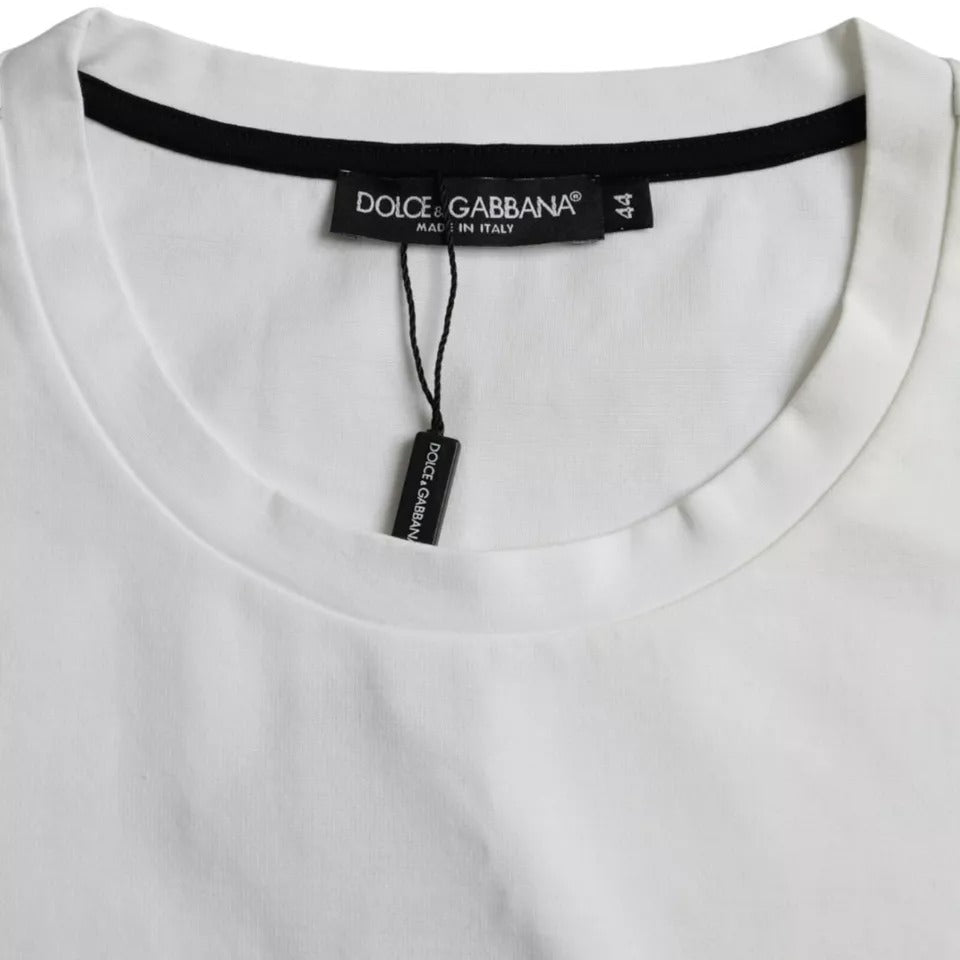 T-shirt homme en coton blanc Dolce &amp; Gabbana avec imprimé rouge lèvres