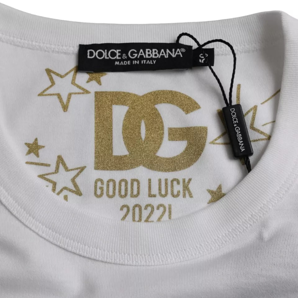 T-shirt blanc en coton à manches courtes et col rond de Dolce &amp; Gabbana