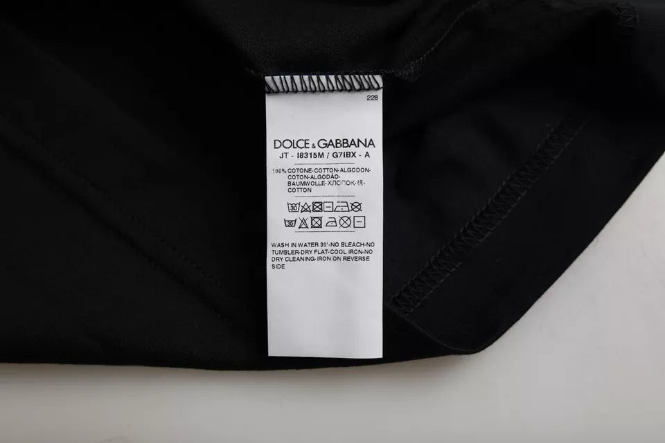 T-shirt homme Dolce &amp; Gabbana en coton noir, col rond, manches courtes.