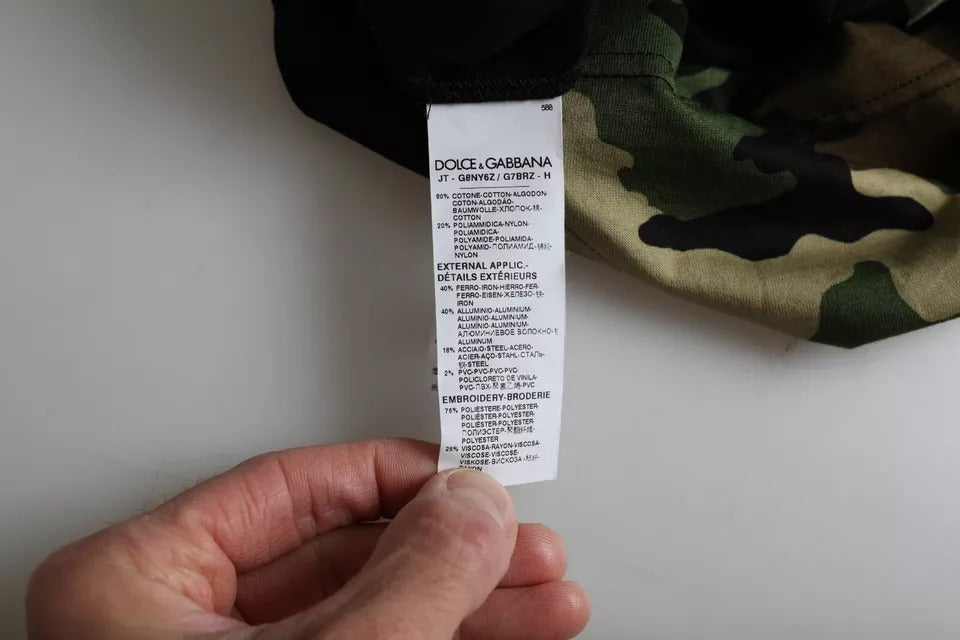 T-shirt homme Dolce &amp; Gabbana en coton à col rond, multicolore, motif camouflage.