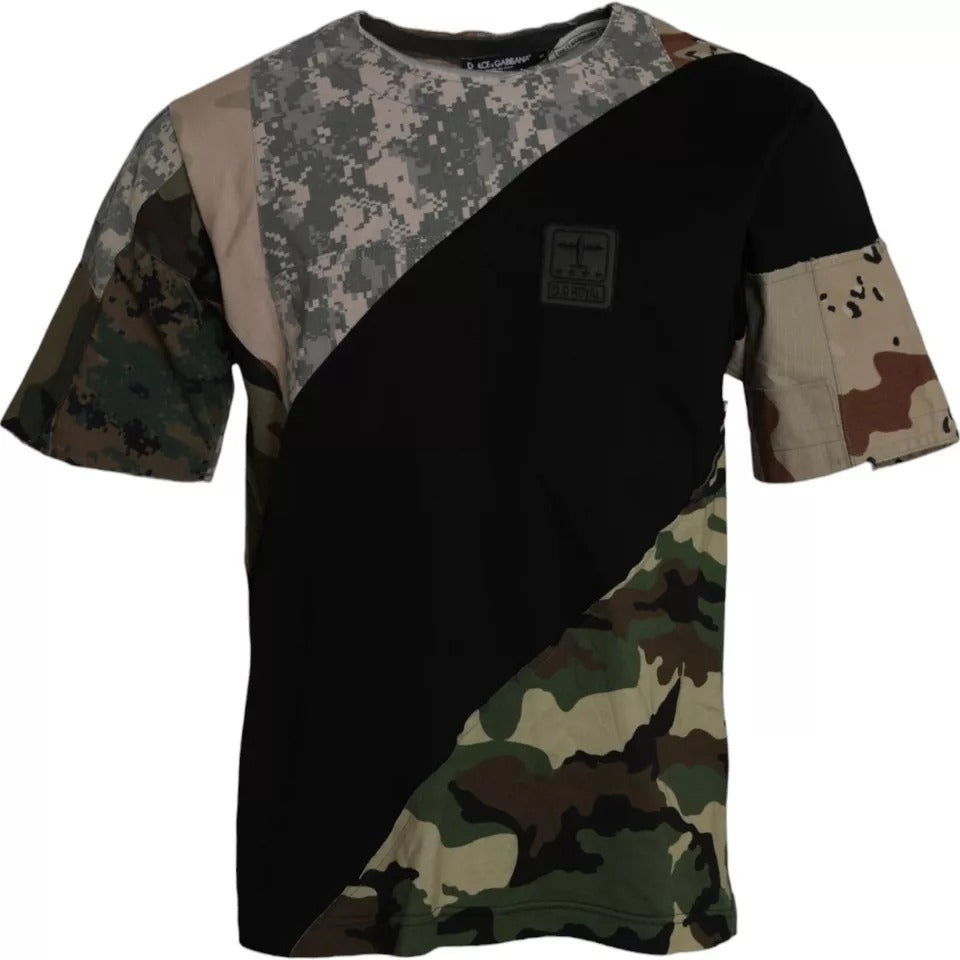 T-shirt homme Dolce &amp; Gabbana en coton à col rond, multicolore, motif camouflage.