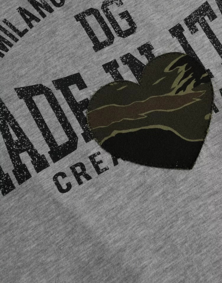 Dolce &amp; Gabbana grijs katoenen T-shirt met ronde hals en grafische print.