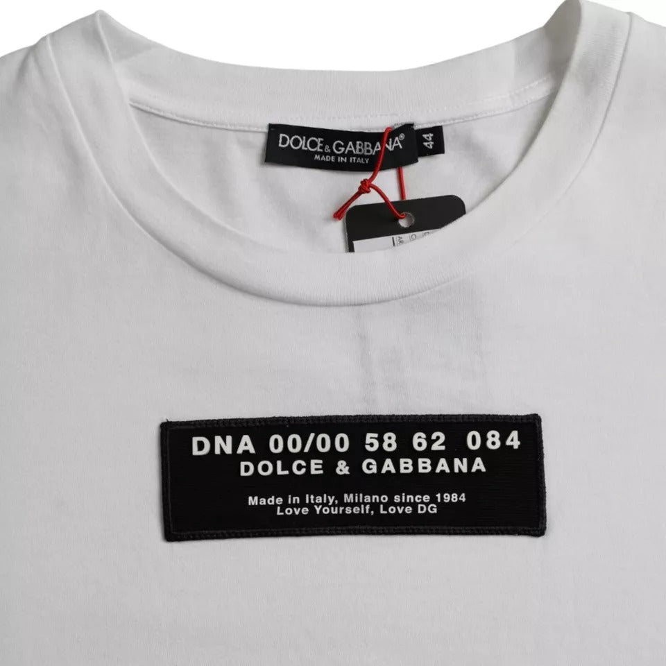 T-shirt décontracté pour homme en coton blanc avec application DG de Dolce &amp; Gabbana