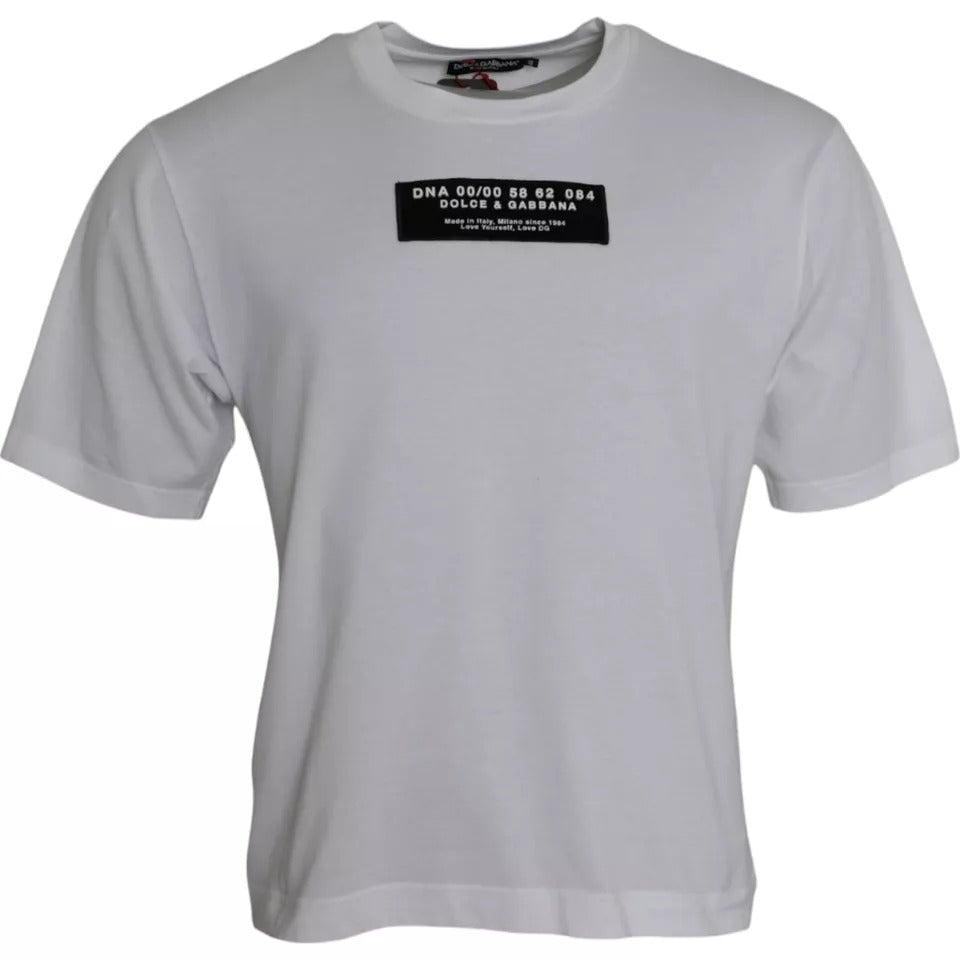 T-shirt décontracté pour homme en coton blanc avec application DG de Dolce &amp; Gabbana