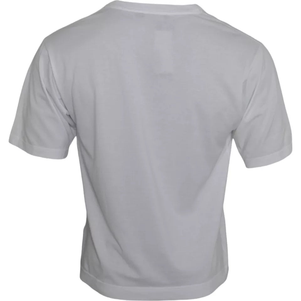T-shirt décontracté pour homme en coton blanc avec application DG de Dolce &amp; Gabbana