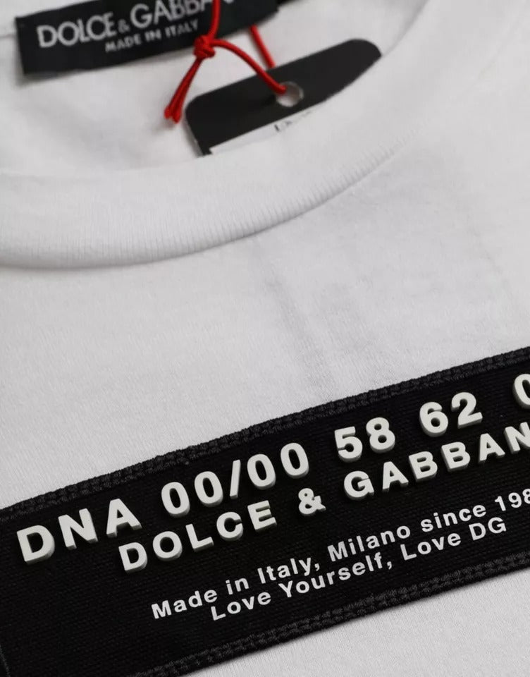 T-shirt décontracté pour homme en coton blanc avec application DG de Dolce &amp; Gabbana
