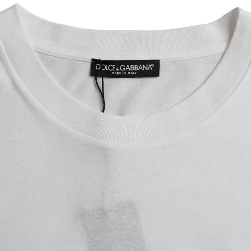 T-shirt blanc en coton à manches courtes et col rond de Dolce &amp; Gabbana