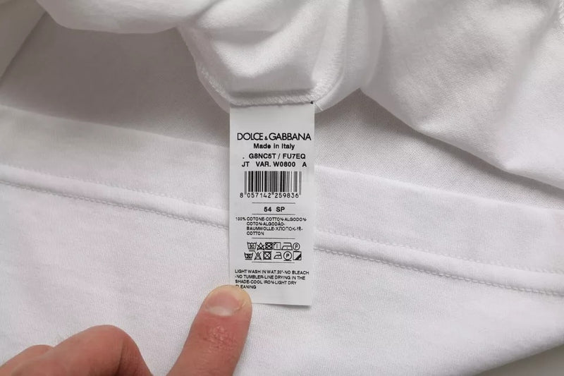 T-shirt blanc en coton à manches courtes et col rond de Dolce &amp; Gabbana