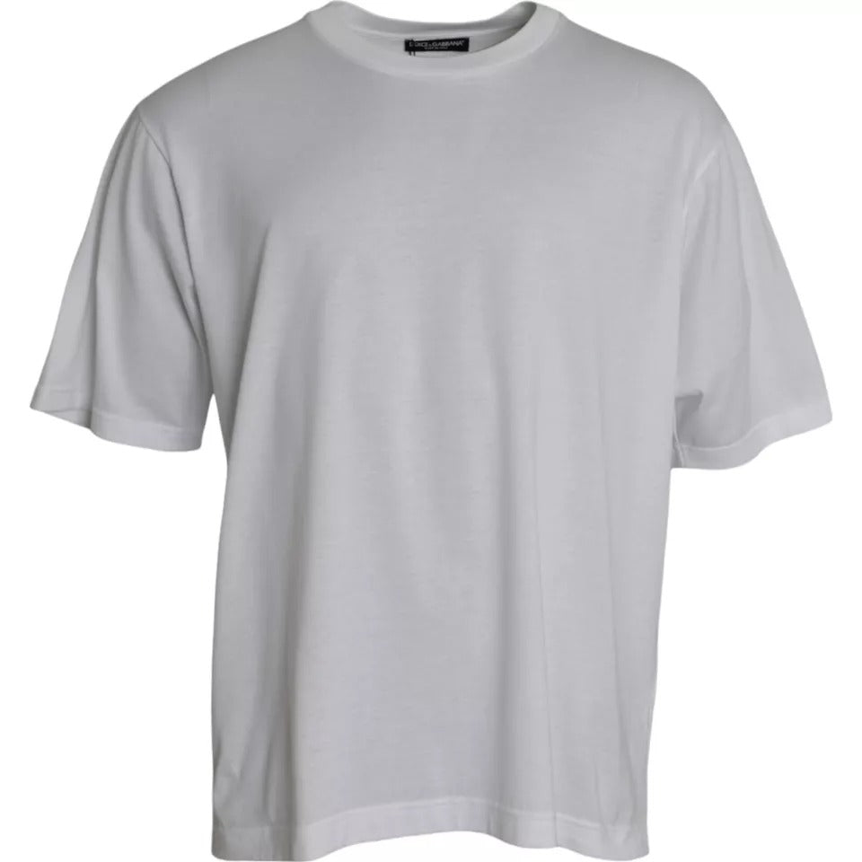 T-shirt blanc en coton à manches courtes et col rond de Dolce &amp; Gabbana