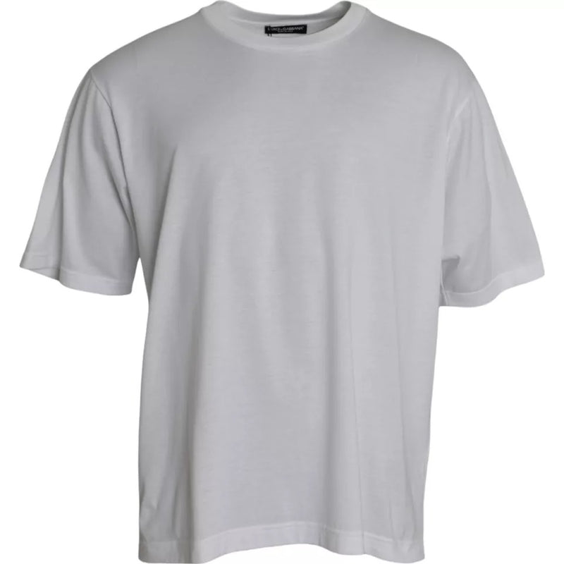 T-shirt blanc en coton à manches courtes et col rond de Dolce &amp; Gabbana