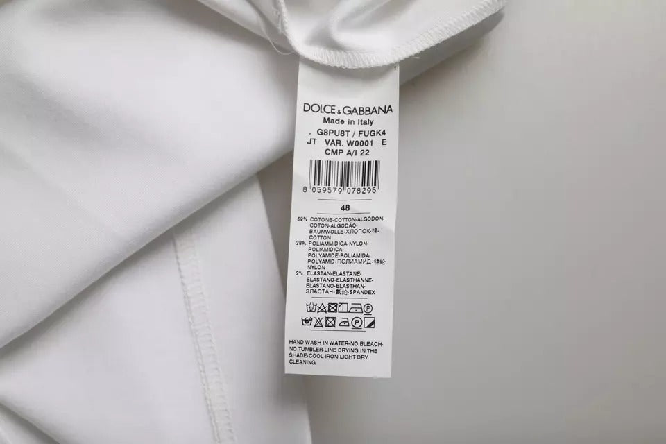 T-shirt blanc en coton à manches courtes et col rond de Dolce &amp; Gabbana
