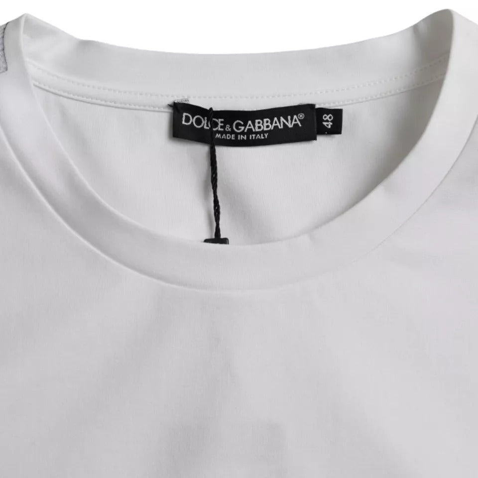 T-shirt blanc en coton à manches courtes et col rond de Dolce &amp; Gabbana