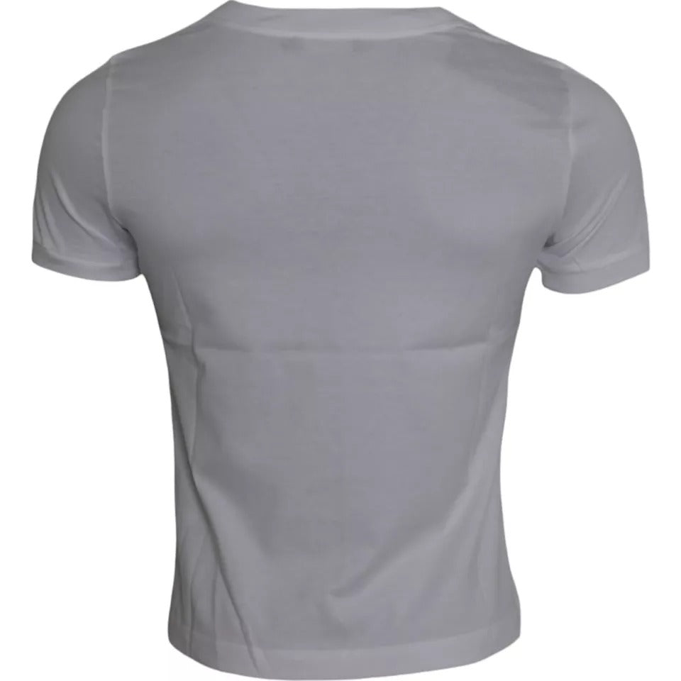T-shirt blanc en coton à manches courtes et col rond de Dolce &amp; Gabbana