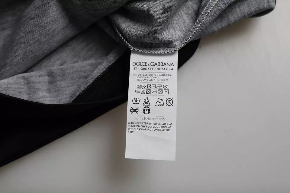 T-shirt en coton à manches courtes Dolce &amp; Gabbana noir et blanc à imprimé jazz