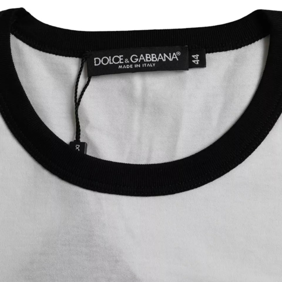 T-shirt en coton à manches courtes Dolce &amp; Gabbana noir et blanc à imprimé jazz