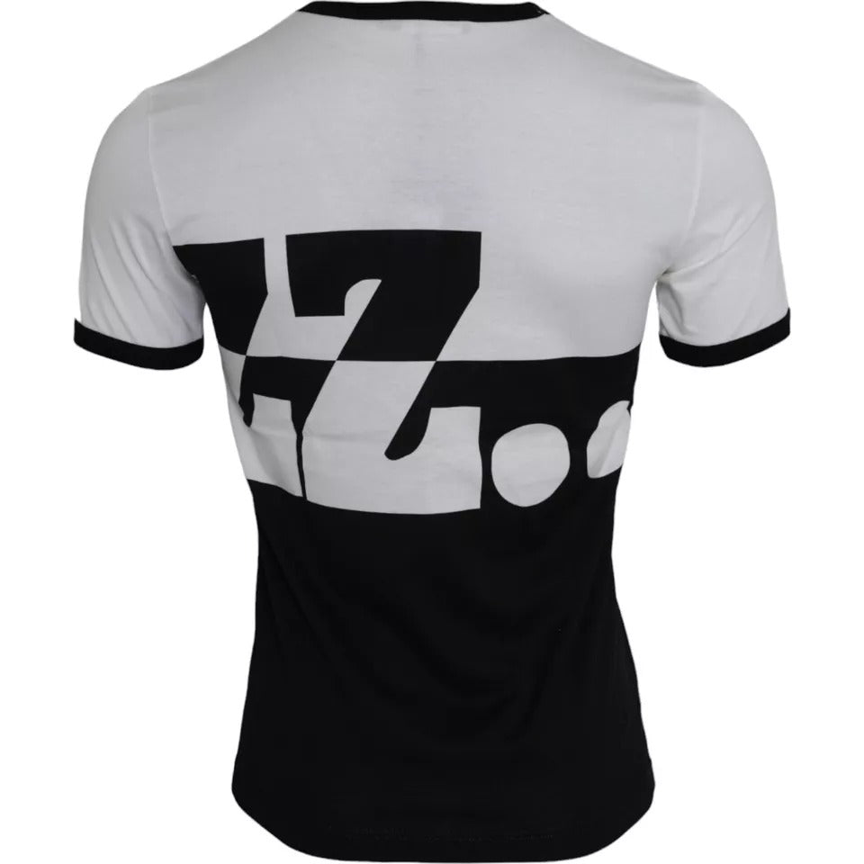 T-shirt en coton à manches courtes Dolce &amp; Gabbana noir et blanc à imprimé jazz