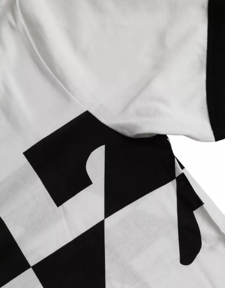 T-shirt en coton à manches courtes Dolce &amp; Gabbana noir et blanc à imprimé jazz