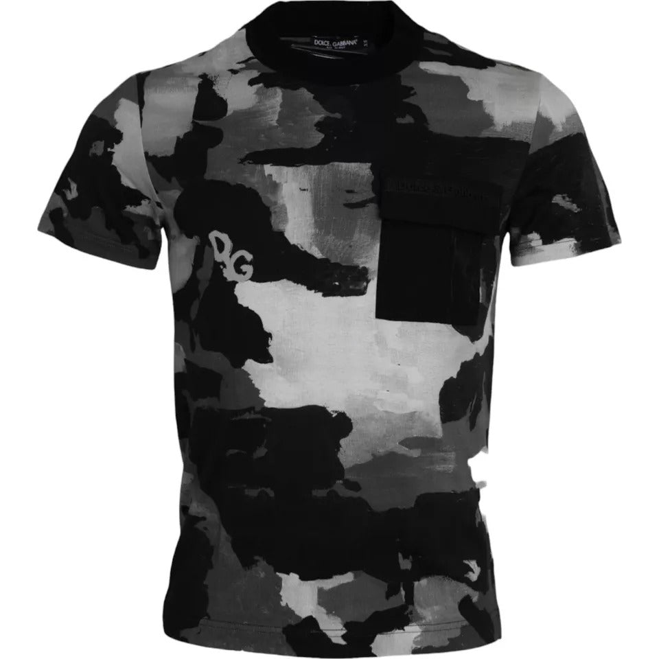 T-shirt en coton à col rond multicolore à motif camouflage de Dolce &amp; Gabbana