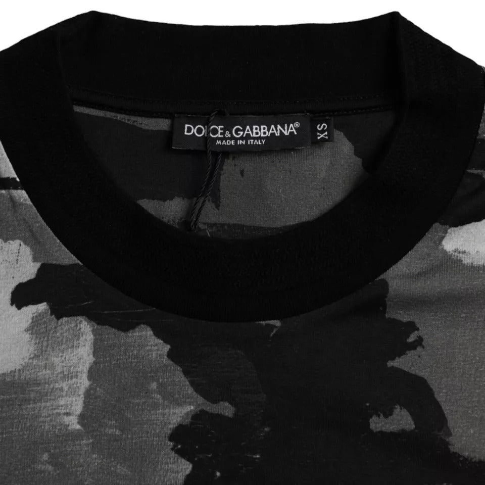 T-shirt en coton à col rond multicolore à motif camouflage de Dolce &amp; Gabbana