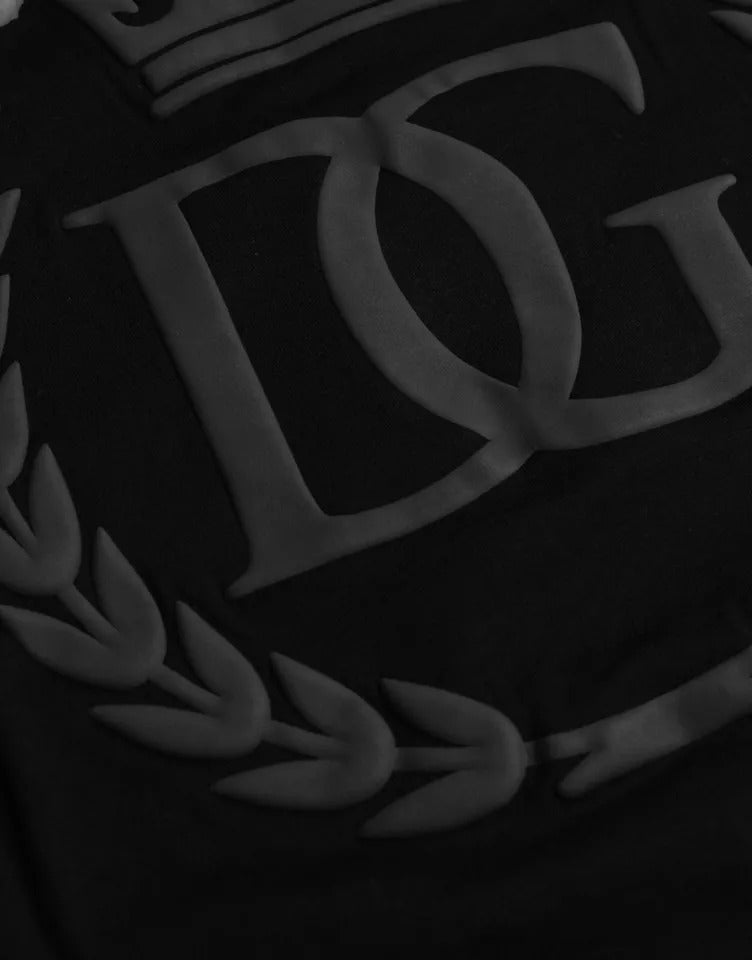 T-shirt à col rond en coton noir avec logo en relief de Dolce &amp; Gabbana
