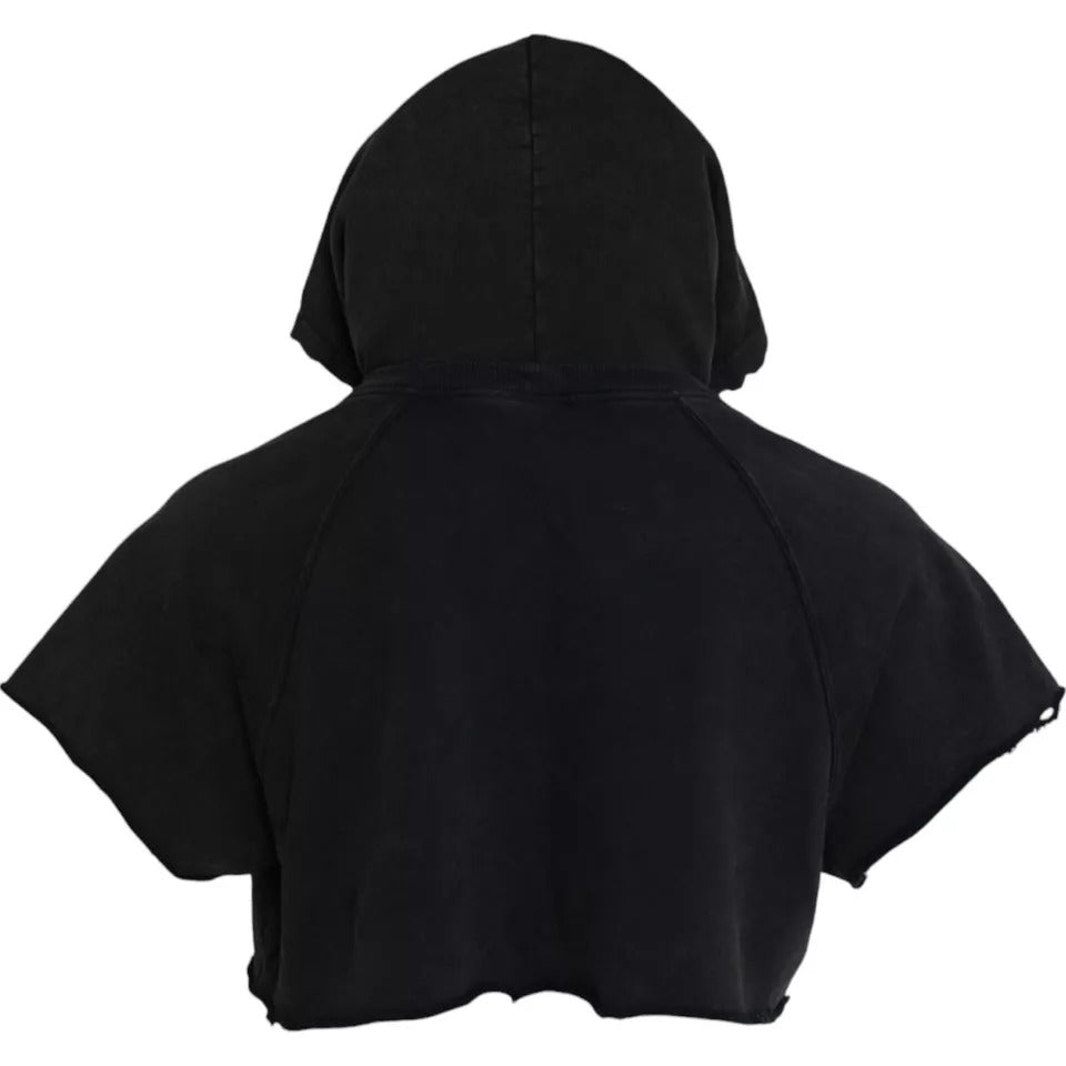 T-shirt court à manches courtes et capuche en coton noir Dolce &amp; Gabbana