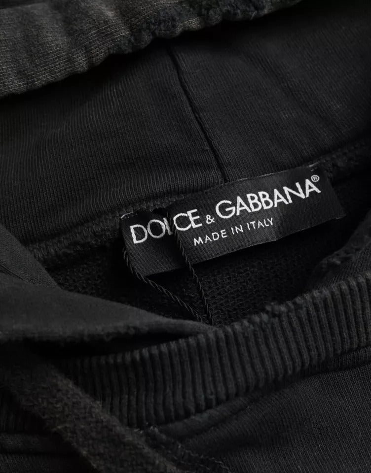 T-shirt court à manches courtes et capuche en coton noir Dolce &amp; Gabbana