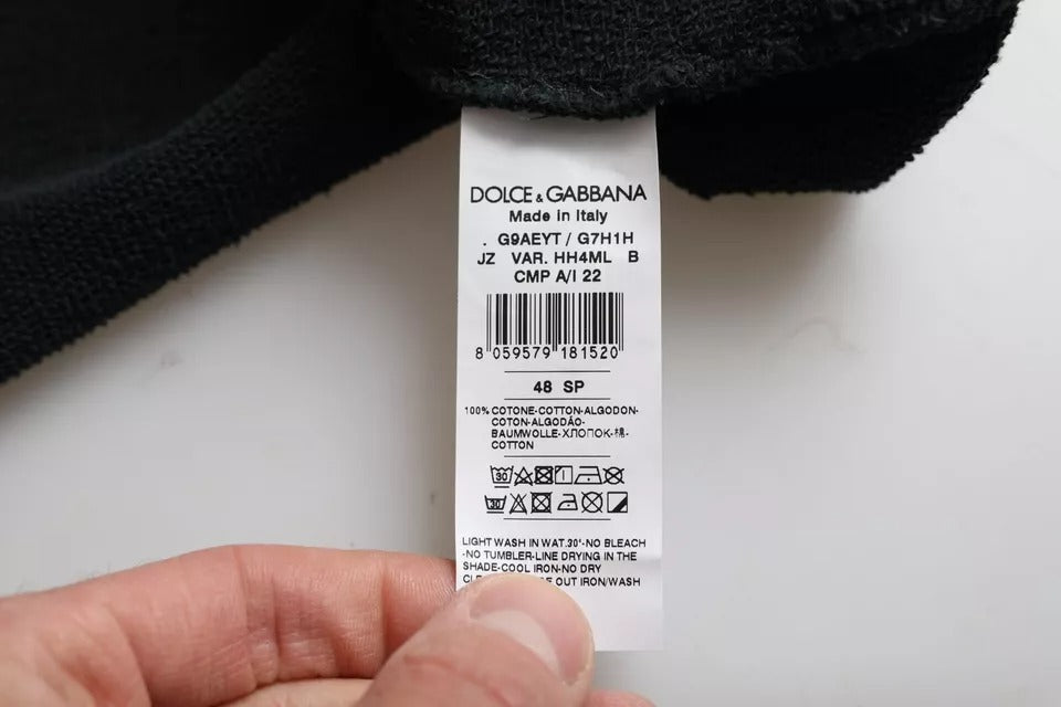 T-shirt court à manches courtes et capuche en coton noir Dolce &amp; Gabbana