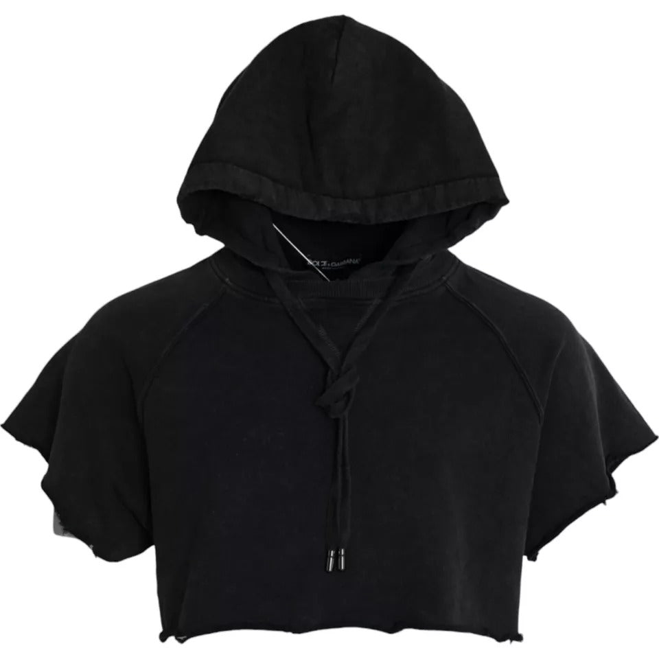 T-shirt court à manches courtes et capuche en coton noir Dolce &amp; Gabbana