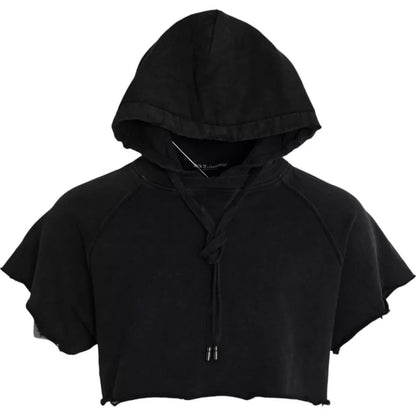 T-shirt court à manches courtes et capuche en coton noir Dolce &amp; Gabbana