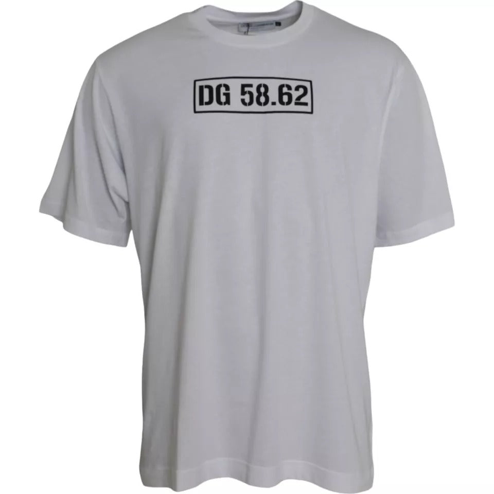 T-shirt à manches courtes, col rond, blanc avec logo Dolce &amp; Gabbana