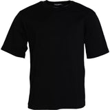 T-shirt à col rond en coton noir avec logo en relief de Dolce &amp; Gabbana